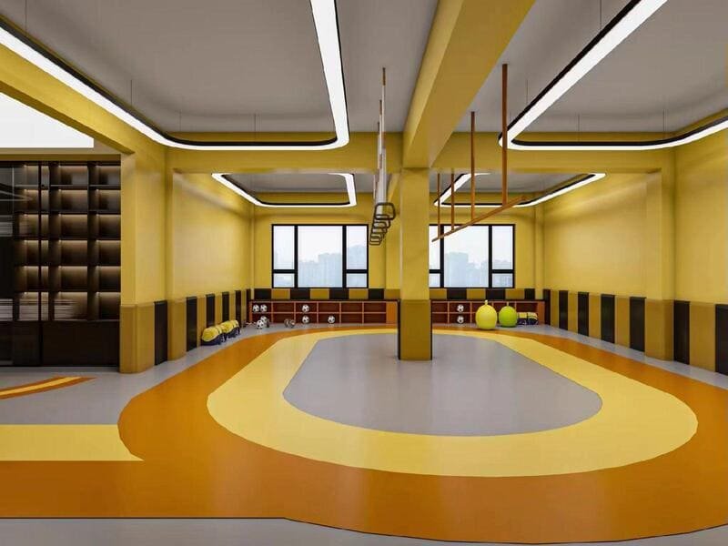PVC sheet flooring rolls acclimating in a room at controlled temperature
